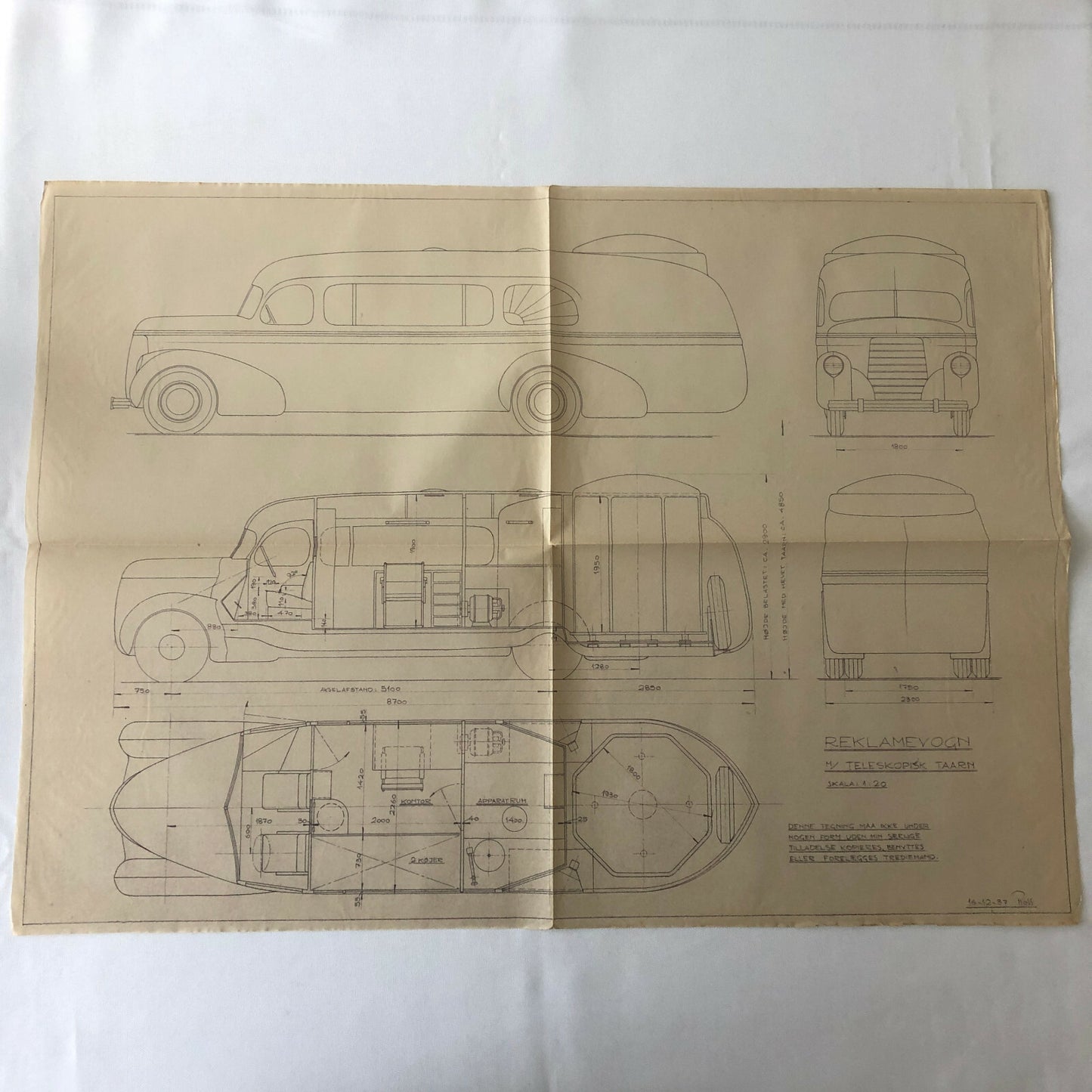 1937 Coachbuilder Bus Design Blueprint Rendering Blue Print Coach Bus Truck