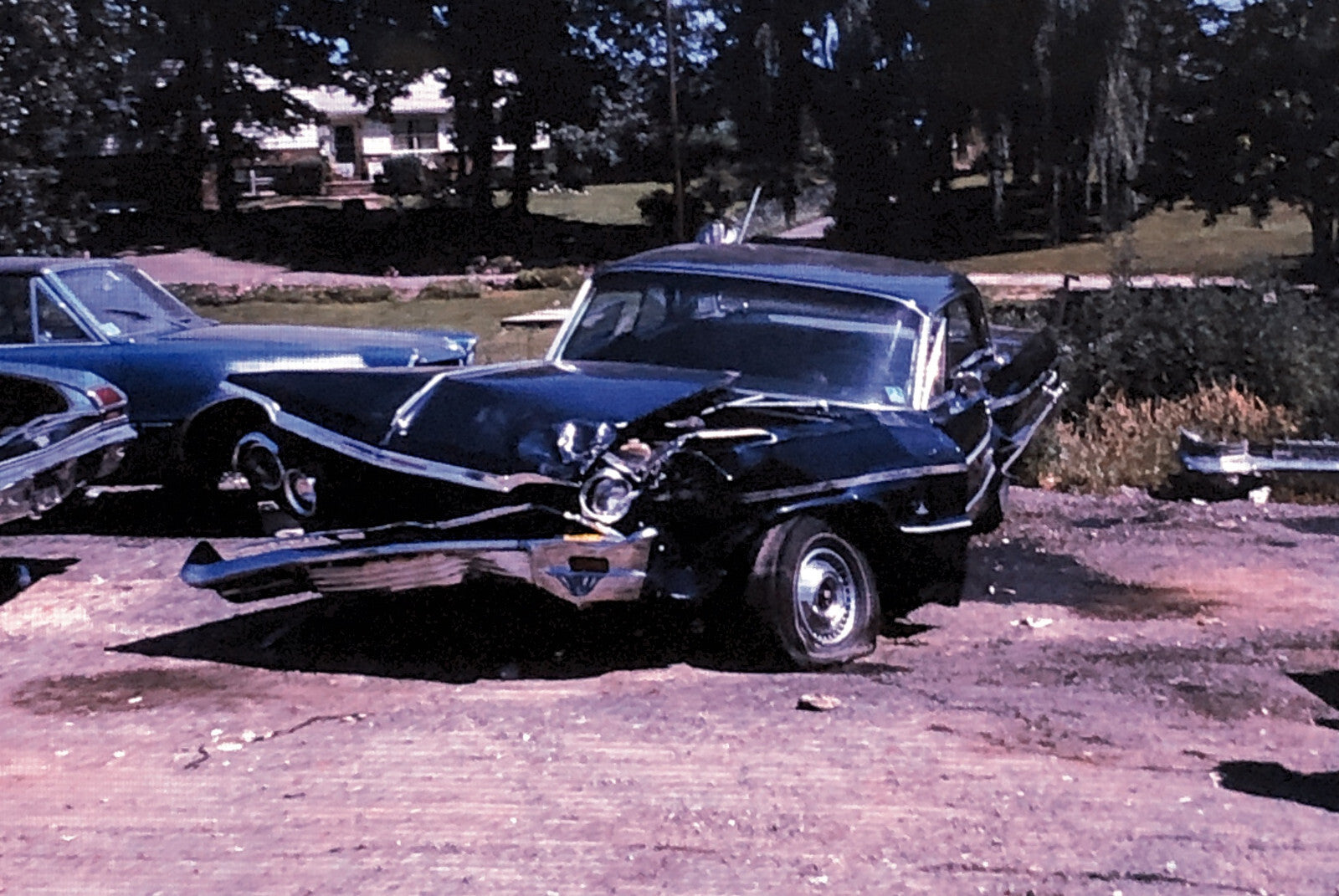 35MM Slide Photo Wrecked Car Automobile Car Accident Crash Damage 