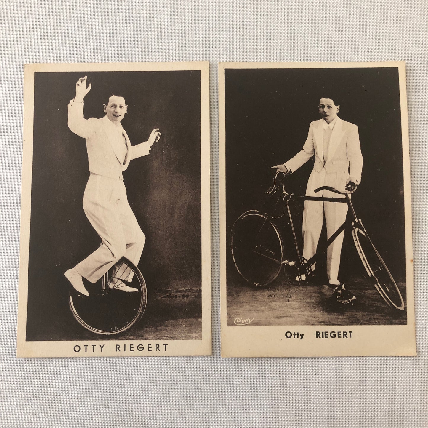 Circus Performer with Bicycle Unicycle Postcard Post Card Otty Riegert