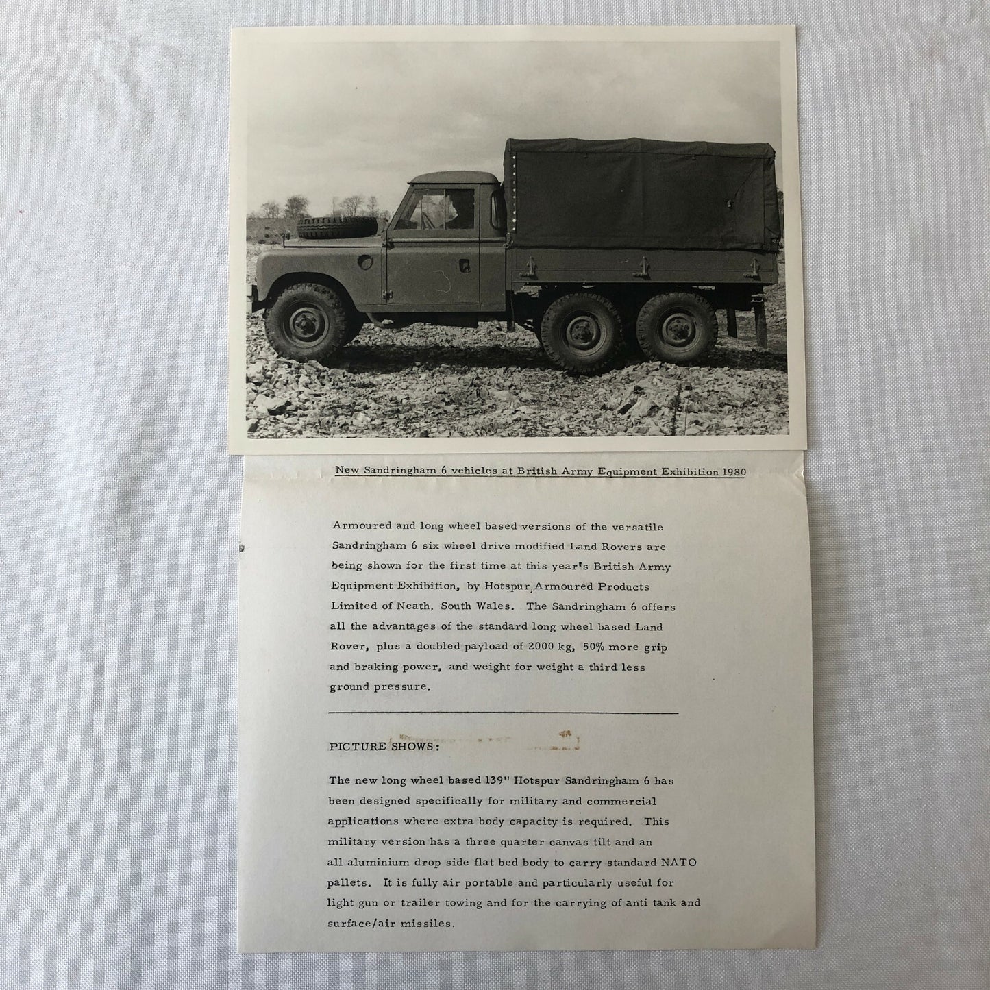 Vintage 1980 Sandringham 6 Military Truck Press Photo Photograph 
