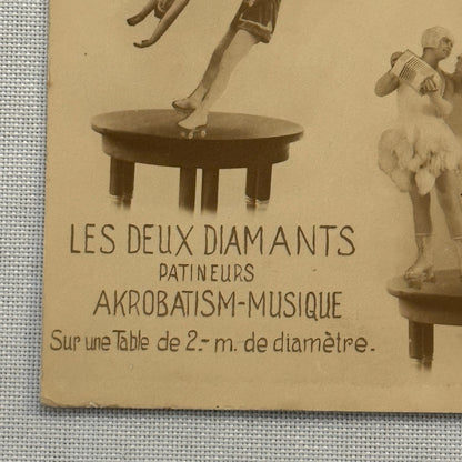 Roller Skating Acrobat Performing Act Circus Postcard The Two Diamonds Vintage