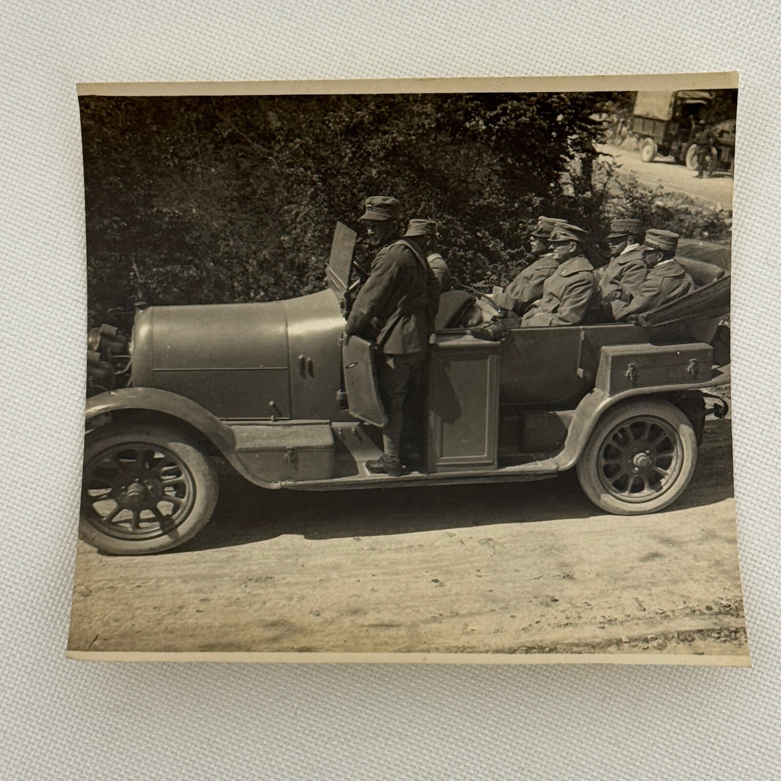 Vintage Photograph Photo Men in Early Automobile Possibly Military