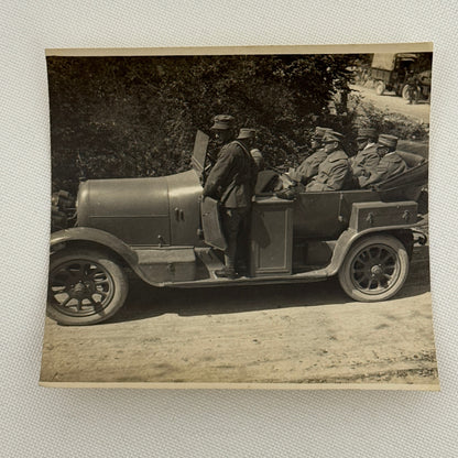 Vintage Photograph Photo Men in Early Automobile Possibly Military