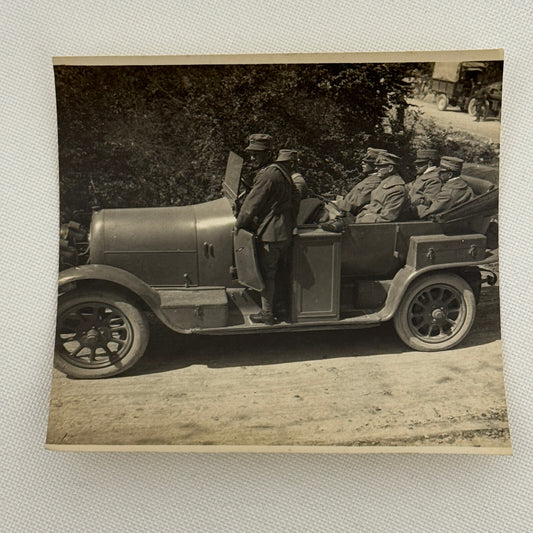 Vintage Photograph Photo Men in Early Automobile Possibly Military