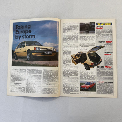 1985 Peugeot Talbot Car Sales Brochure Catalog 205 GTI 305 Rapier Minx Van