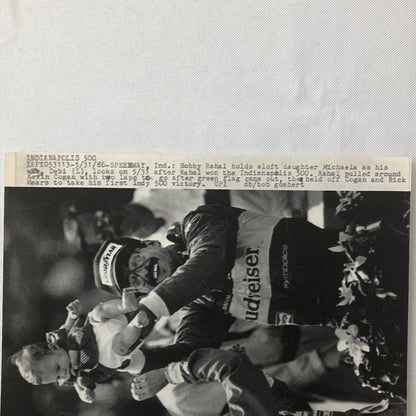 Vintage Indy Indianapolis Racing Photo Photograph Bobby Rahal with Daughter 1986