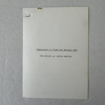 Bob Wollek Lancia Martini Racing Driver Photo Photograph Print 1984 French