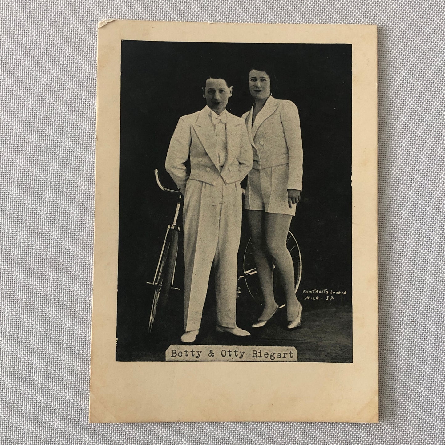 Circus Performers Betty and Otty Riegert Bicycle Acrobat Stunt Photo Photograph