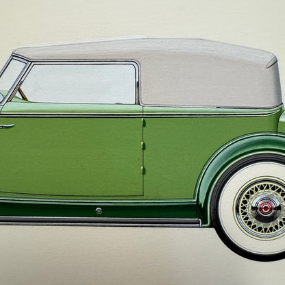 1934 Packard 12 Convertible Victoria Car Illustration Art Drawing Hand Drawn