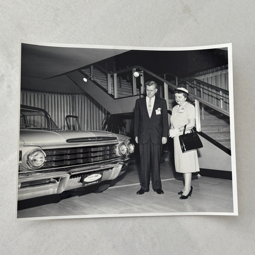 Vintage Oldsmobile Car in Snow Photo NEGATIVE with Print Automobile Photograph