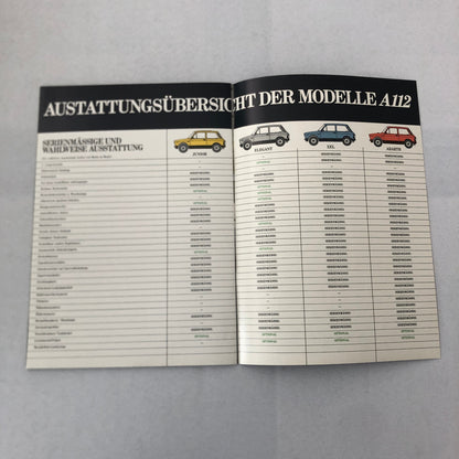 Autobianchi A112 Elegant Abarth Junior XEL Car Sales Brochure Catalog GERMAN