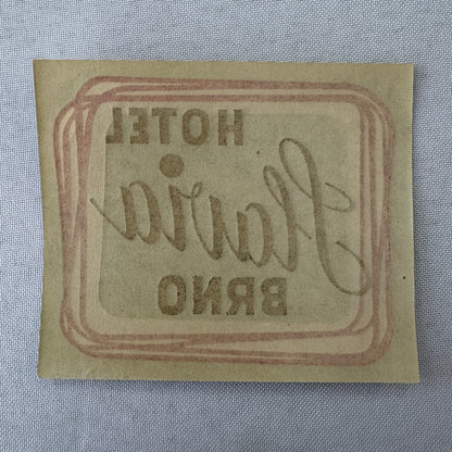 Vintage Hotel Travel Luggage Label Hotel Slavia Brno Czechia Czech Republic