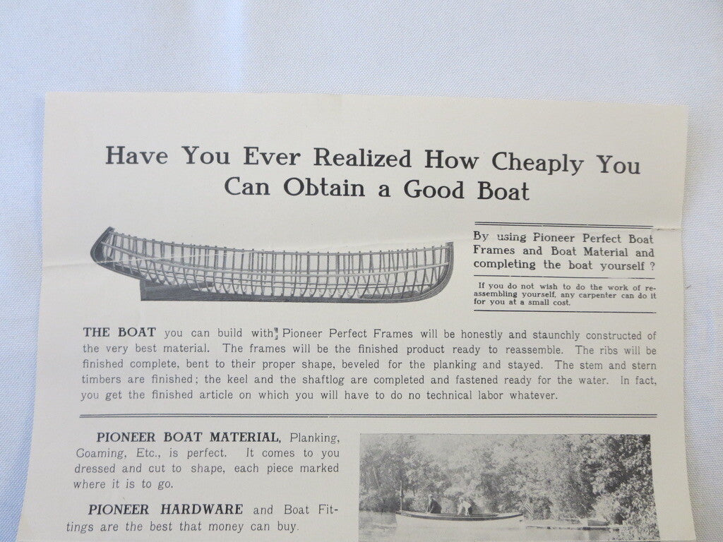 Vintage 1909 Pioneer Boat & Pattern Company Brochure Advertisement 