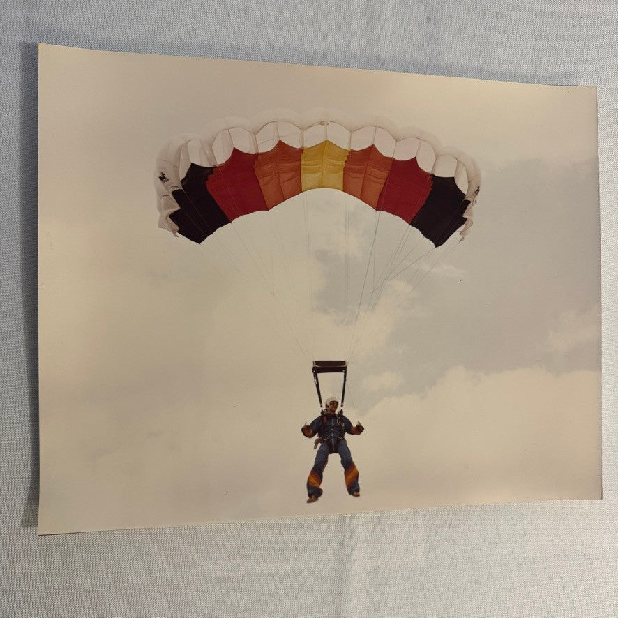 Vintage Skydiving Parachute Photo Large Format Aviation Photograph 1970s-80s