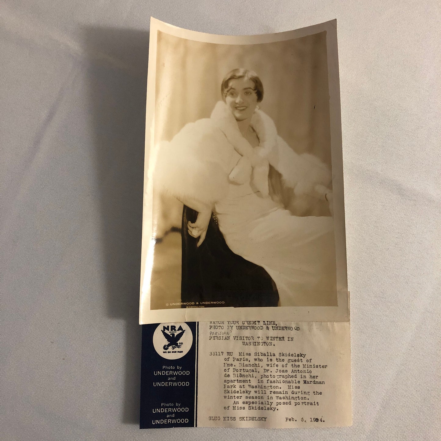 Press Photo Photograph Washington High Society Lady Siballa Skidelsky 1934