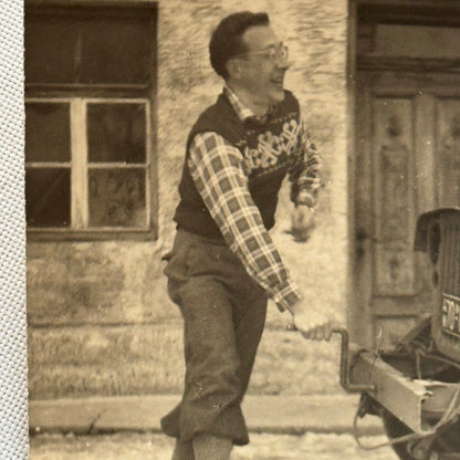 Man with Jeep Vintage Photo Photograph Print Germany