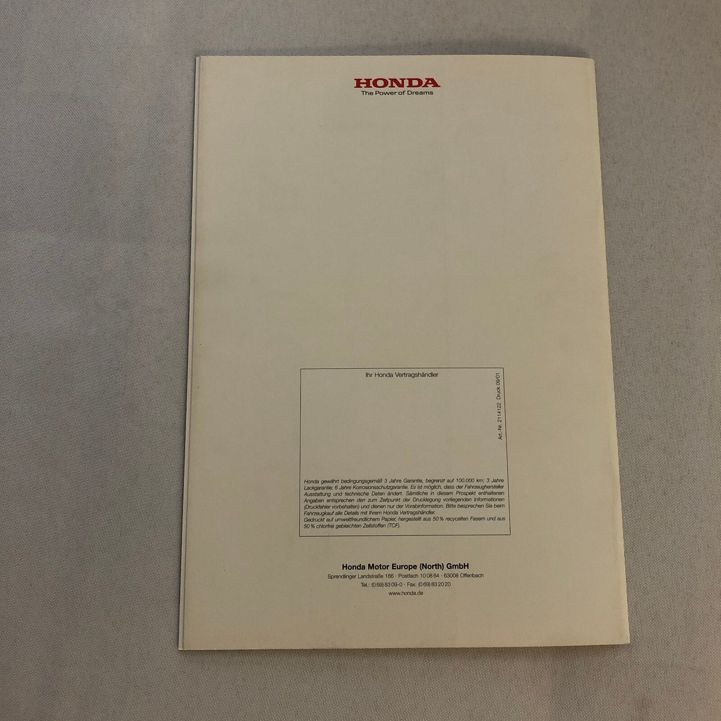 Honda S2000 Car Sales Brochure GERMAN Text European Market