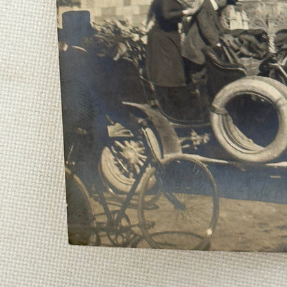 Vintage Photograph Photo People with Early Antique Car Automobile