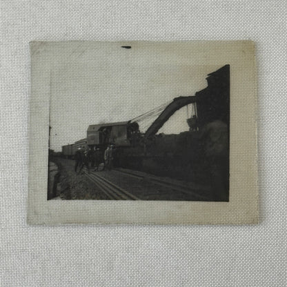 Antique Glass Plate Lantern Slide Photo Train with Crane