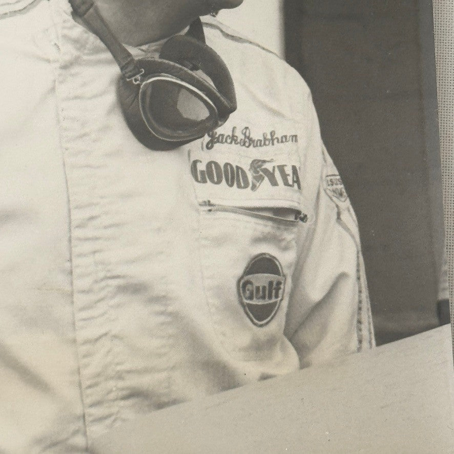 Vintage Racing Photo Photograph Jack Brabham Driver Gulf Racing Suit