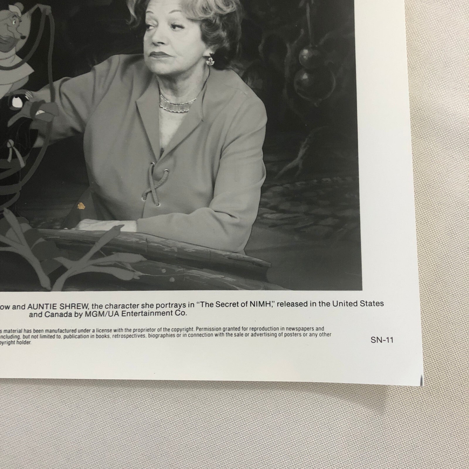 The Secret of Nimh Movie Film Press Photo Photograph Hermione Baddeley 1982