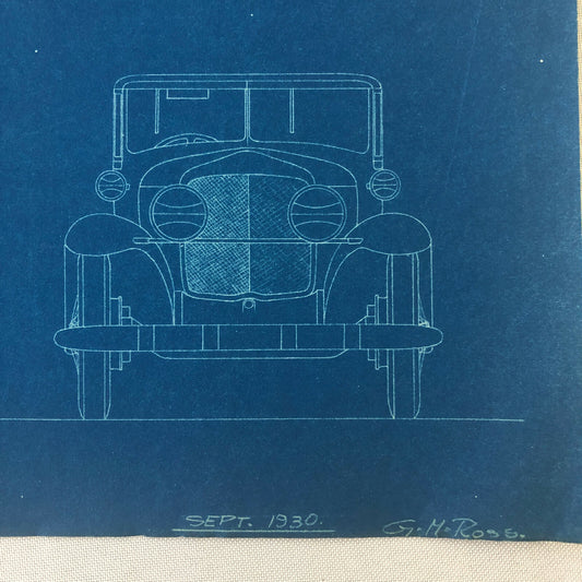 1930 Coachbuilder Car Design Blueprint Rendering Blue Print Speedster Cabriolet