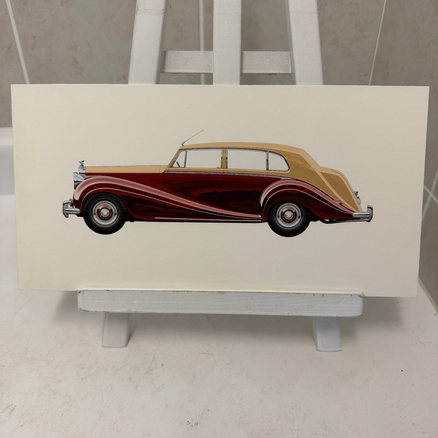 1954 Rolls Royce Silver Wraith Limousine Car Illustration Art Drawing Hand Drawn