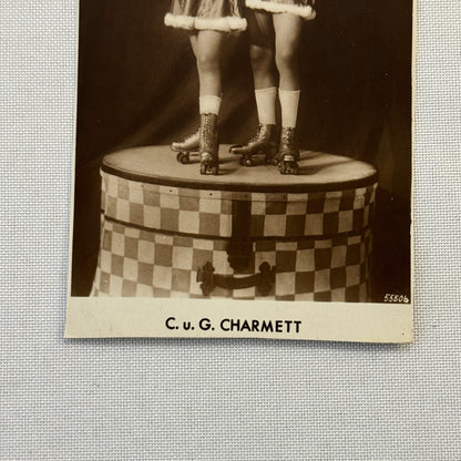 Roller Skating Circus Act Postcard Post Card Lot 2x Charmett European Skate