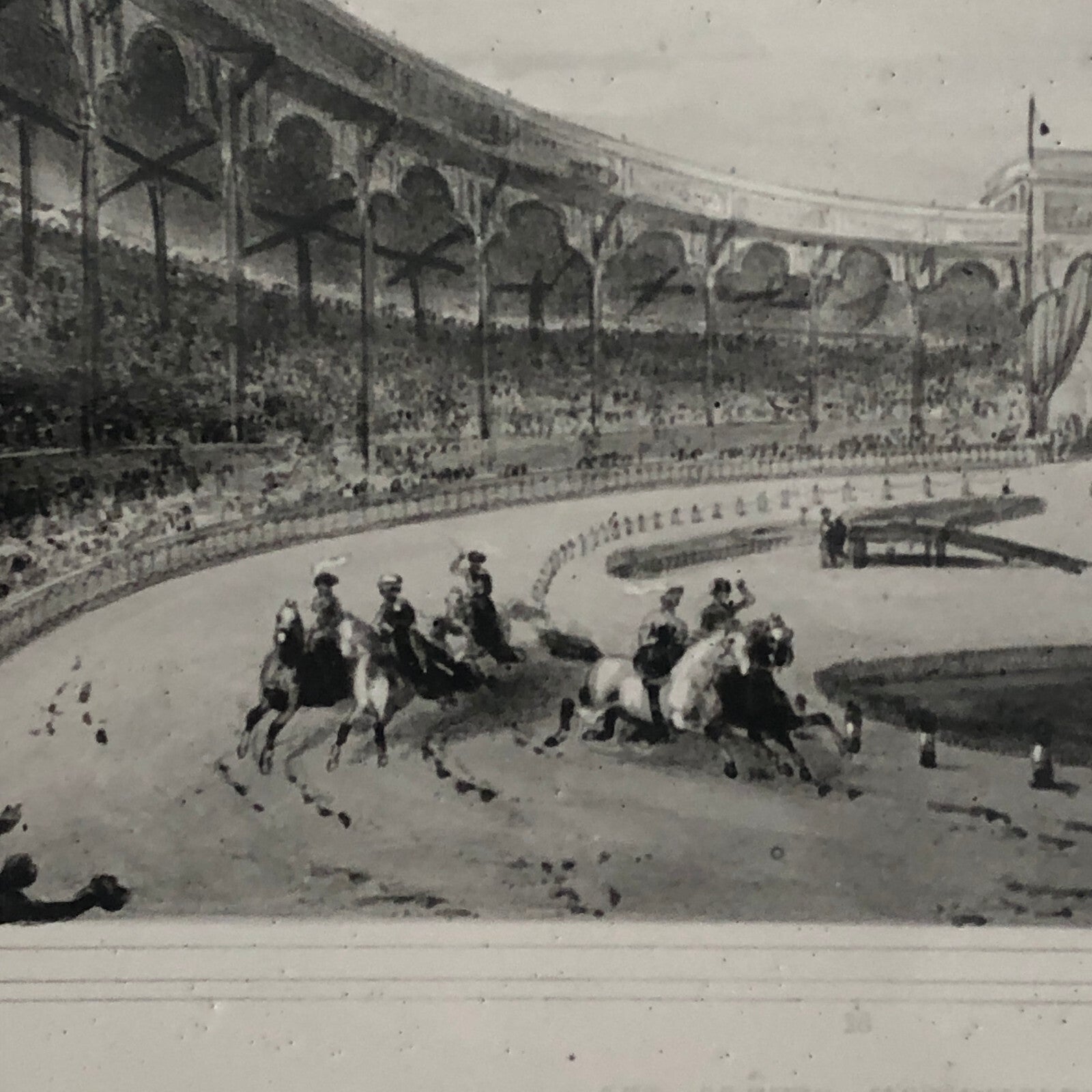 Vintage Photograph of Painting Circus Scene Horses Hot Air Balloon Photo