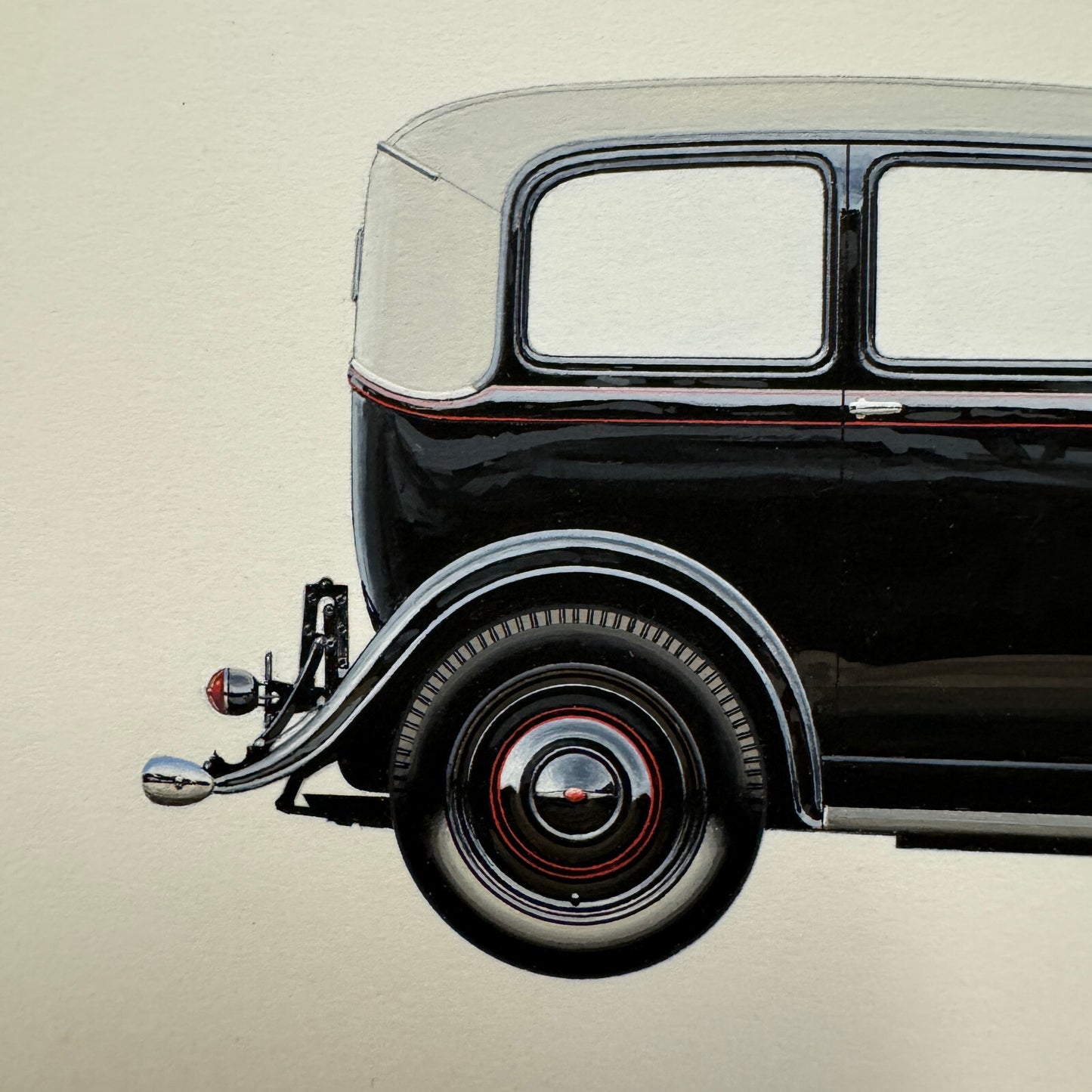 1936 Opel P4 Cabriolet Limousine Car Illustration Art Drawing Hand Drawn