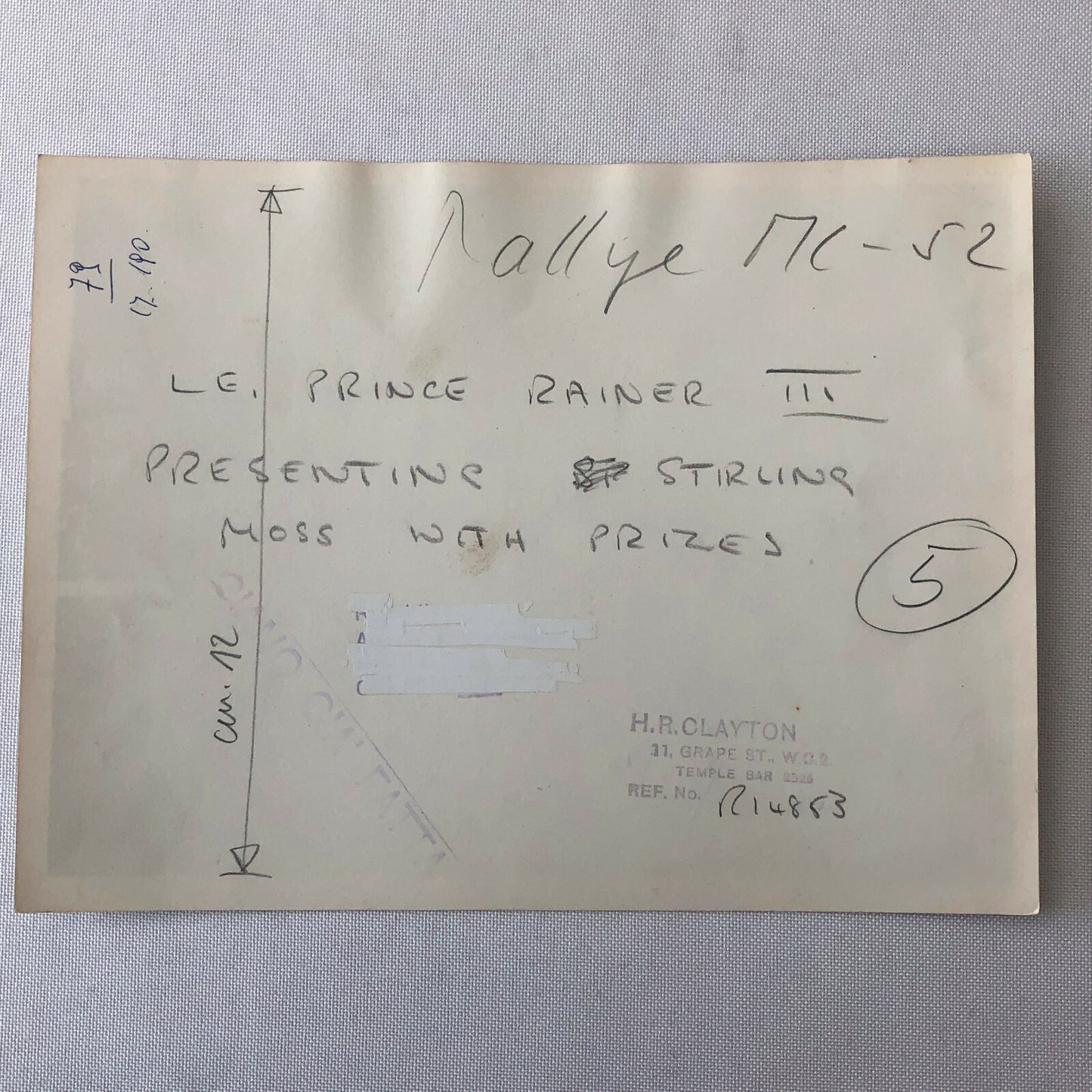 Vintage 1952 Rallye Monte Carlo Stirling Moss Award Ceremony Photo Photograph 