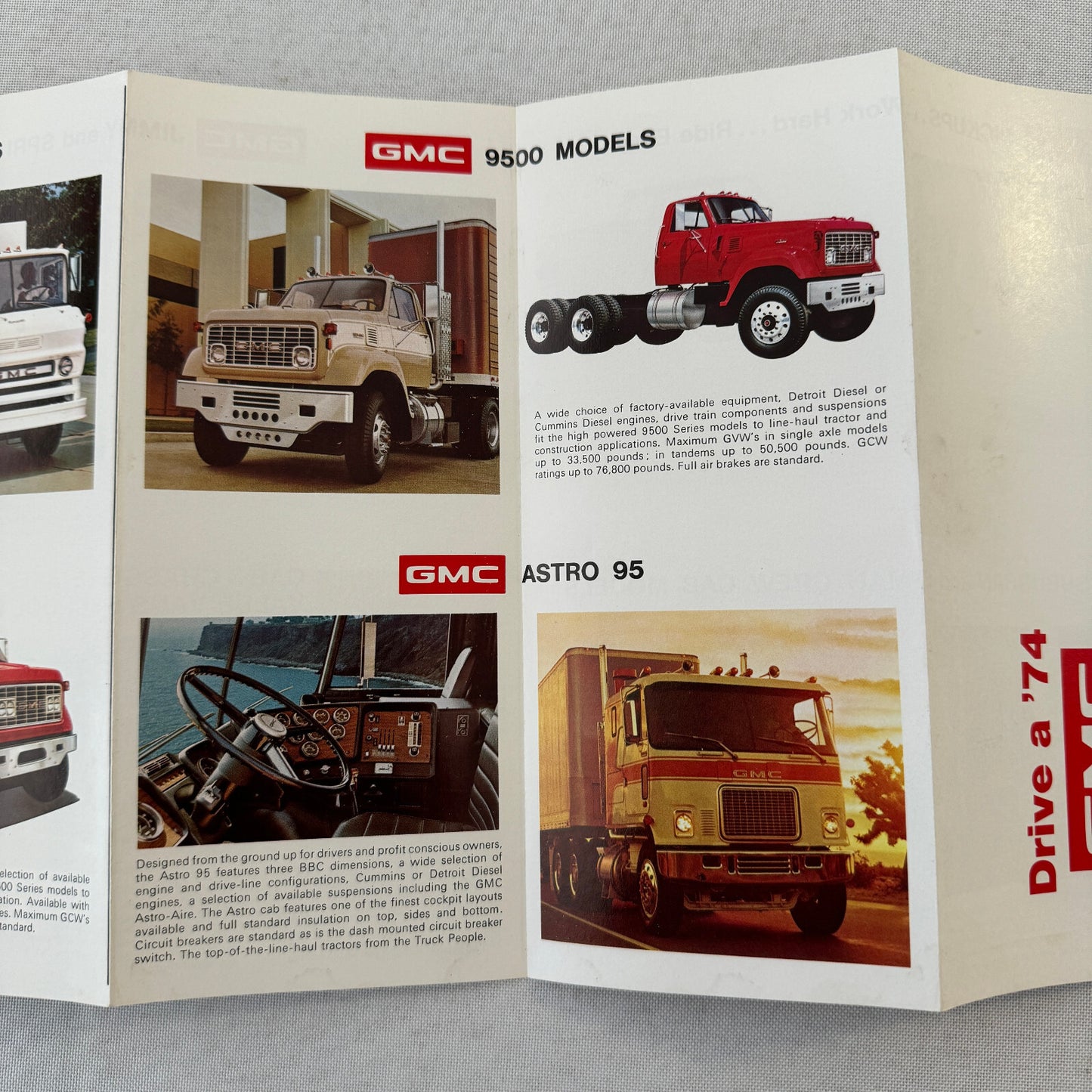 1974 GMC Truck Sales Brochure Jimmy Pickup Sprint School Bus Vandura Rally Van +