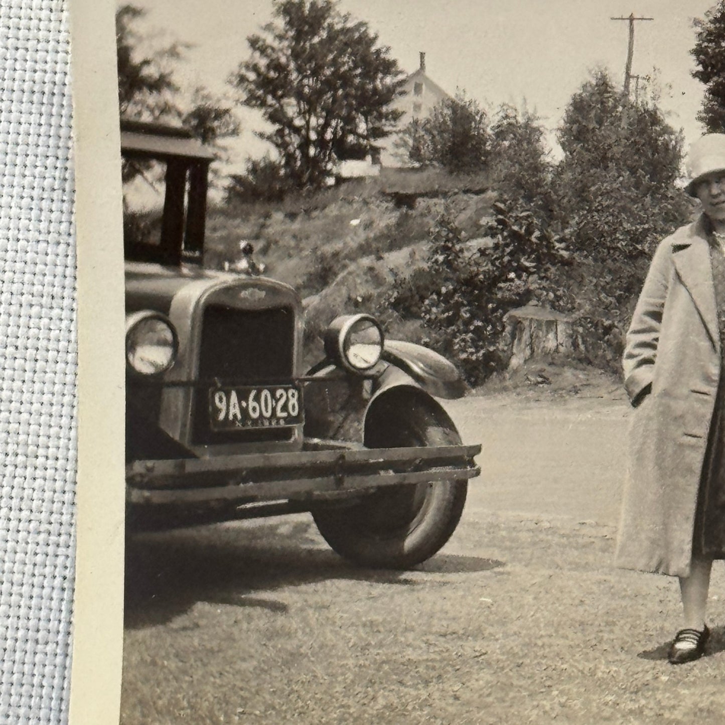 Vintage Photograph Photo Print Woman with Early Antique Chevrolet Car Automobile