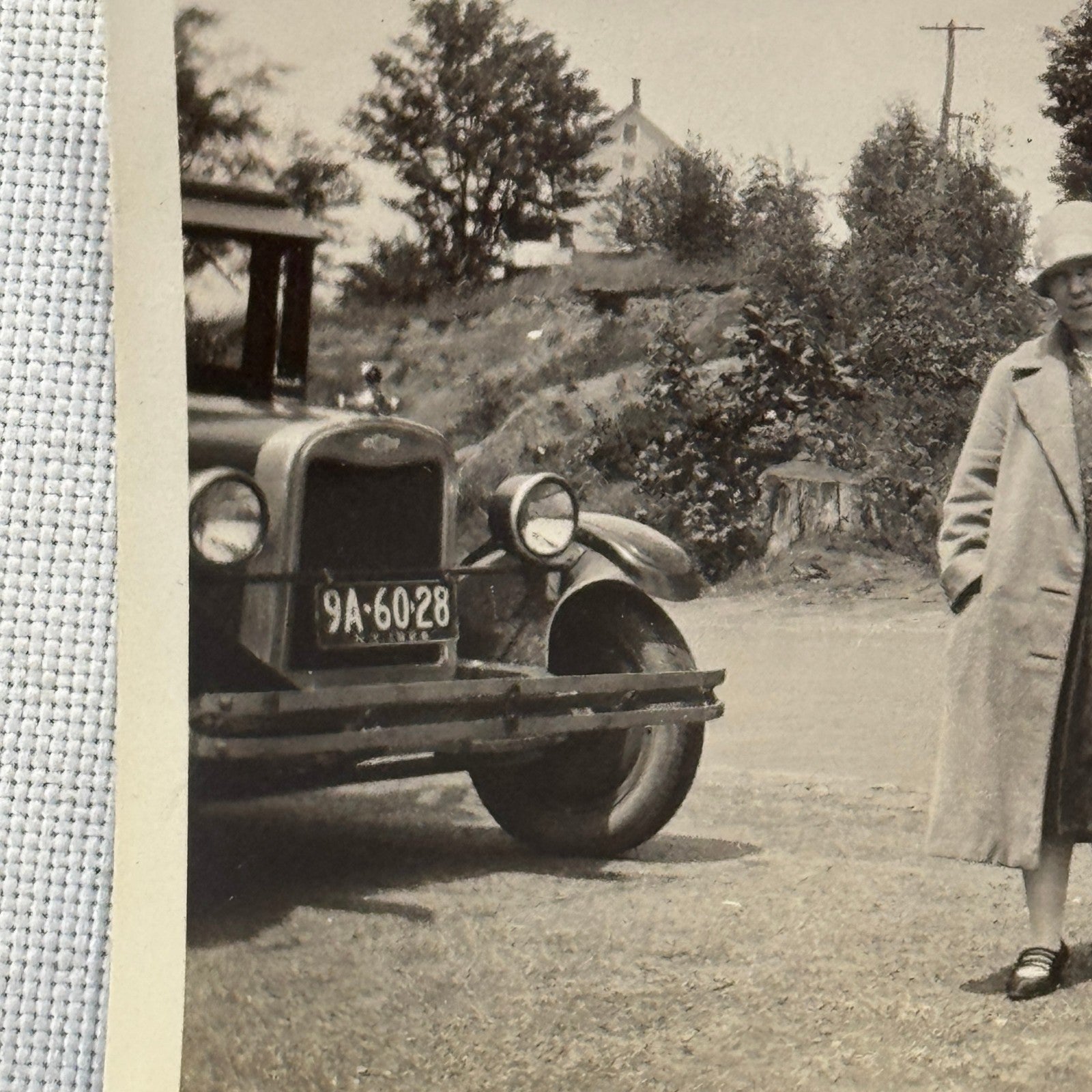 Vintage Photograph Photo Print Woman with Early Antique Chevrolet Car Automobile