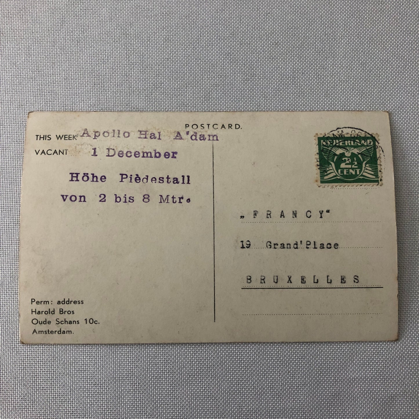 Vintage Circus Balancing Act Bicycle Bike Postcard Post Card Flying Dutchman