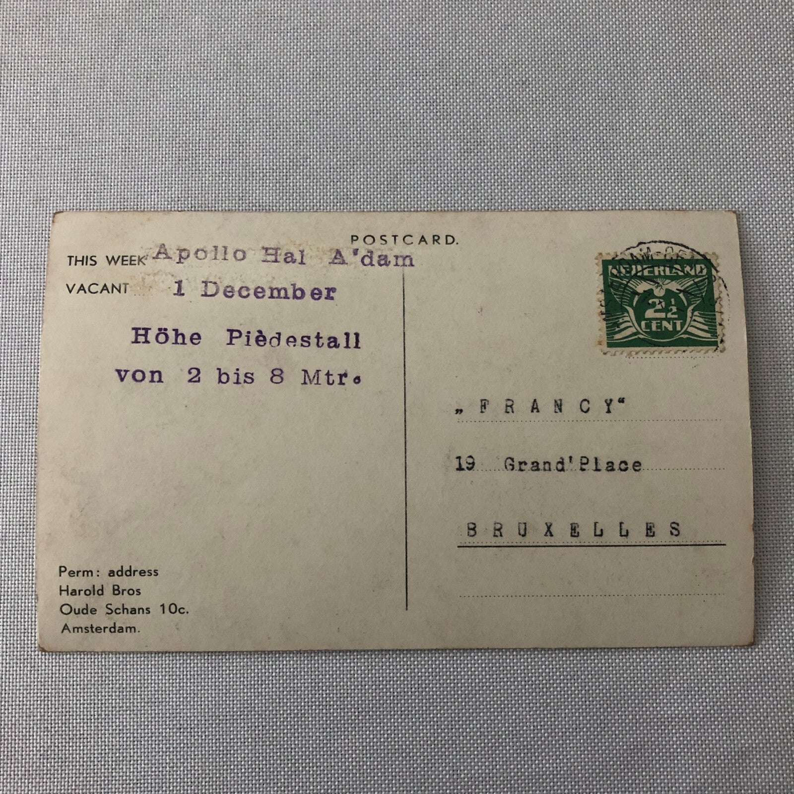 Vintage Circus Balancing Act Bicycle Bike Postcard Post Card Flying Dutchman