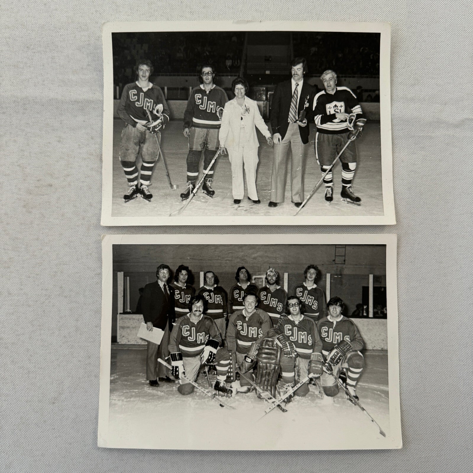 Vintage Hockey Game Photo Photograph Quebec Amateur Players CJMS