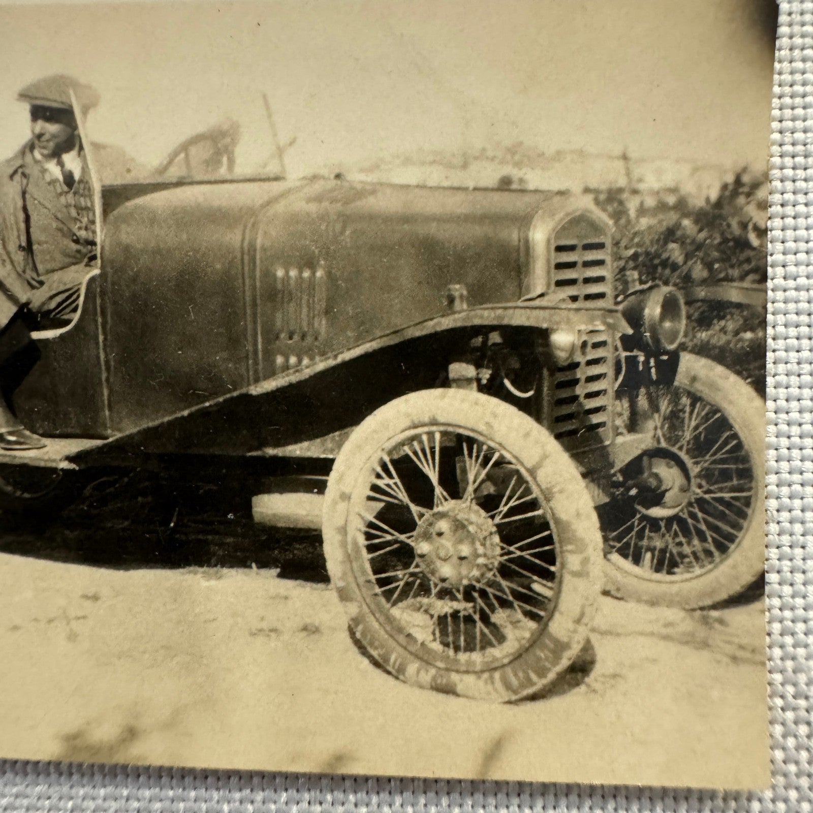 Vintage Photograph Photo Print Woman and Man with Early Car Automobile