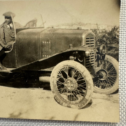 Vintage Photograph Photo Print Woman and Man with Early Car Automobile