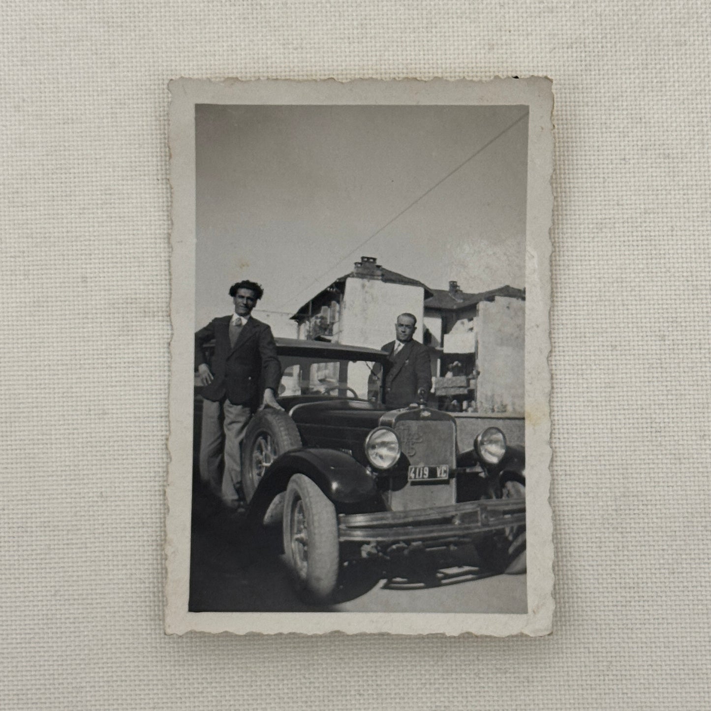 Vintage Photo Photograph Print Men with Early Automobile Car