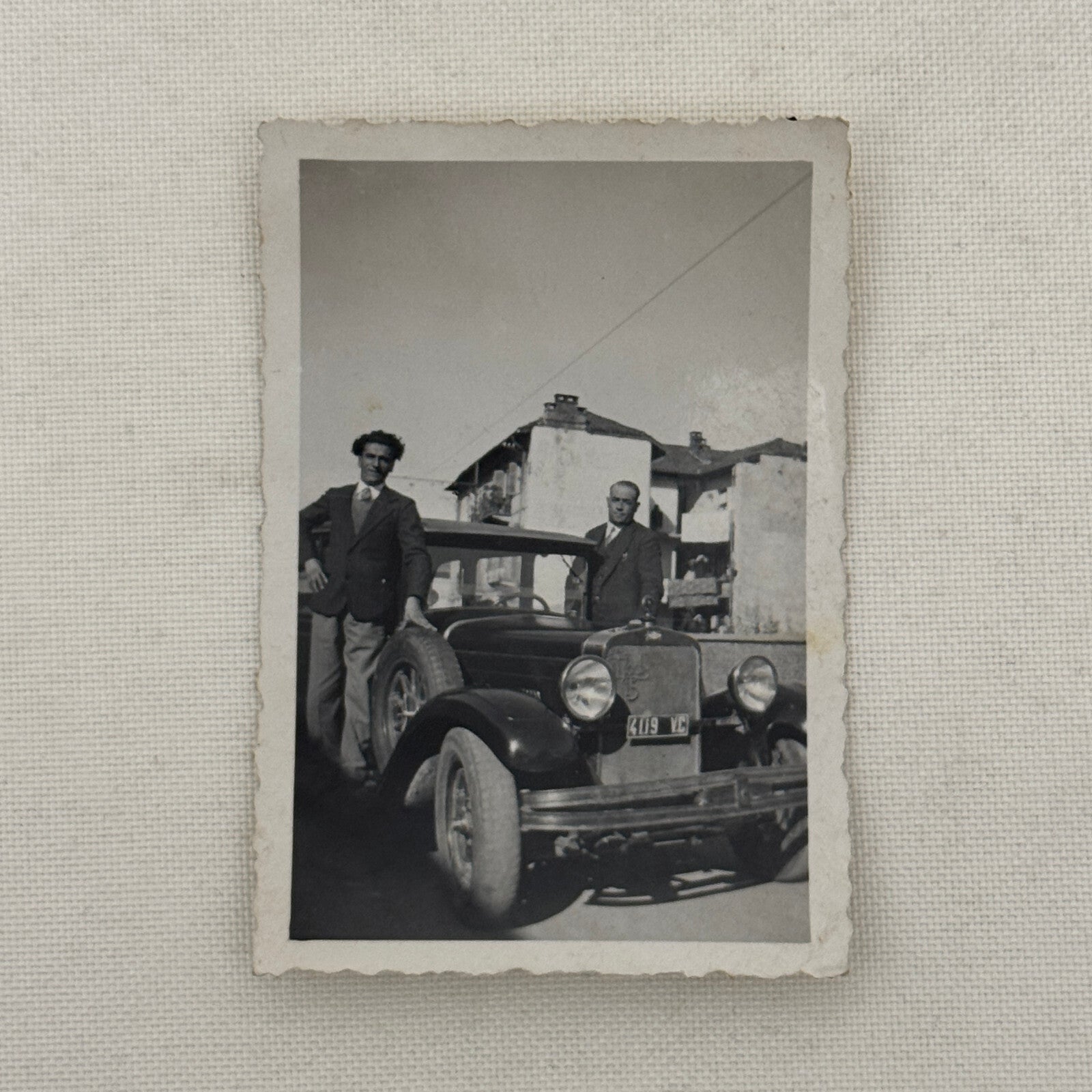 Vintage Photo Photograph Print Men with Early Automobile Car