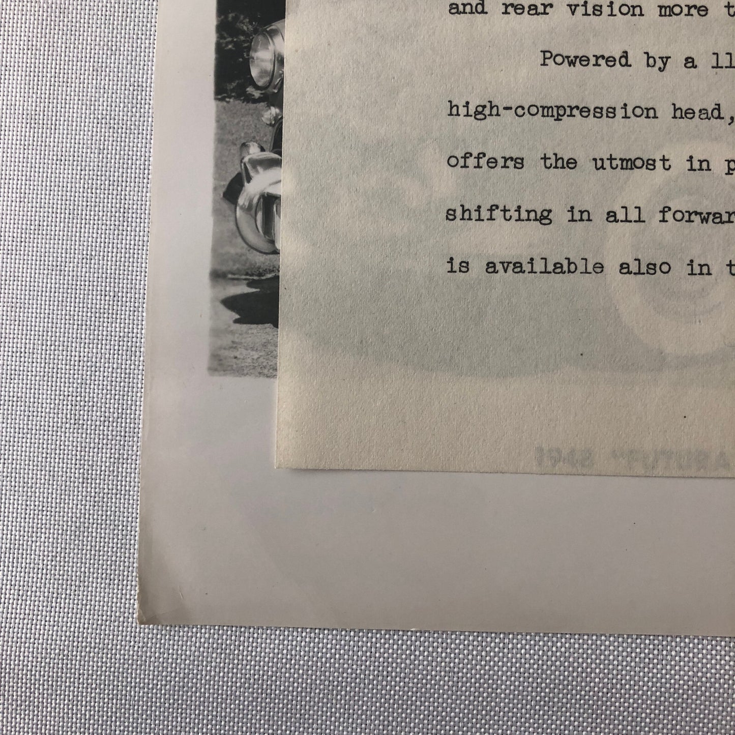 1948 Oldsmobile Series 98 Futuramic Sedan Factory Press Photo Photograph