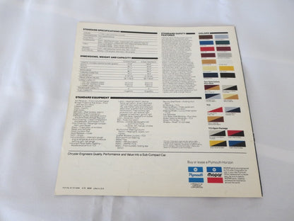 1980 Plymouth Horizon Sales Brochure Catalog TC3 