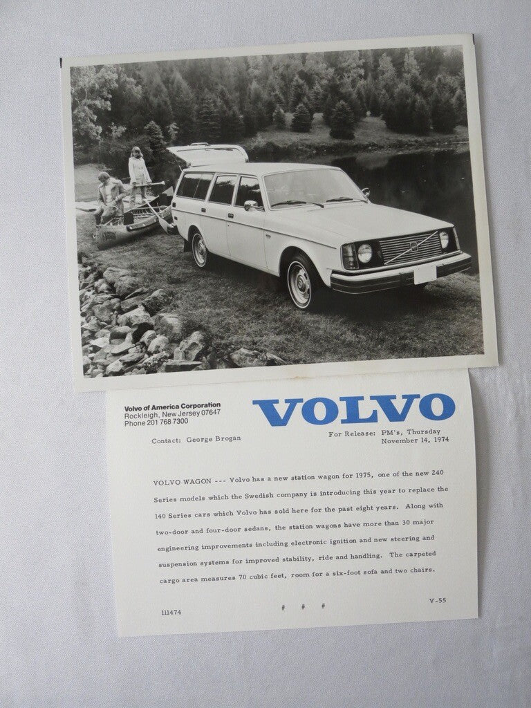 1975 Volvo Press Kit Brochure w/ Photos 164 240 Series Sedan Station Wagon 