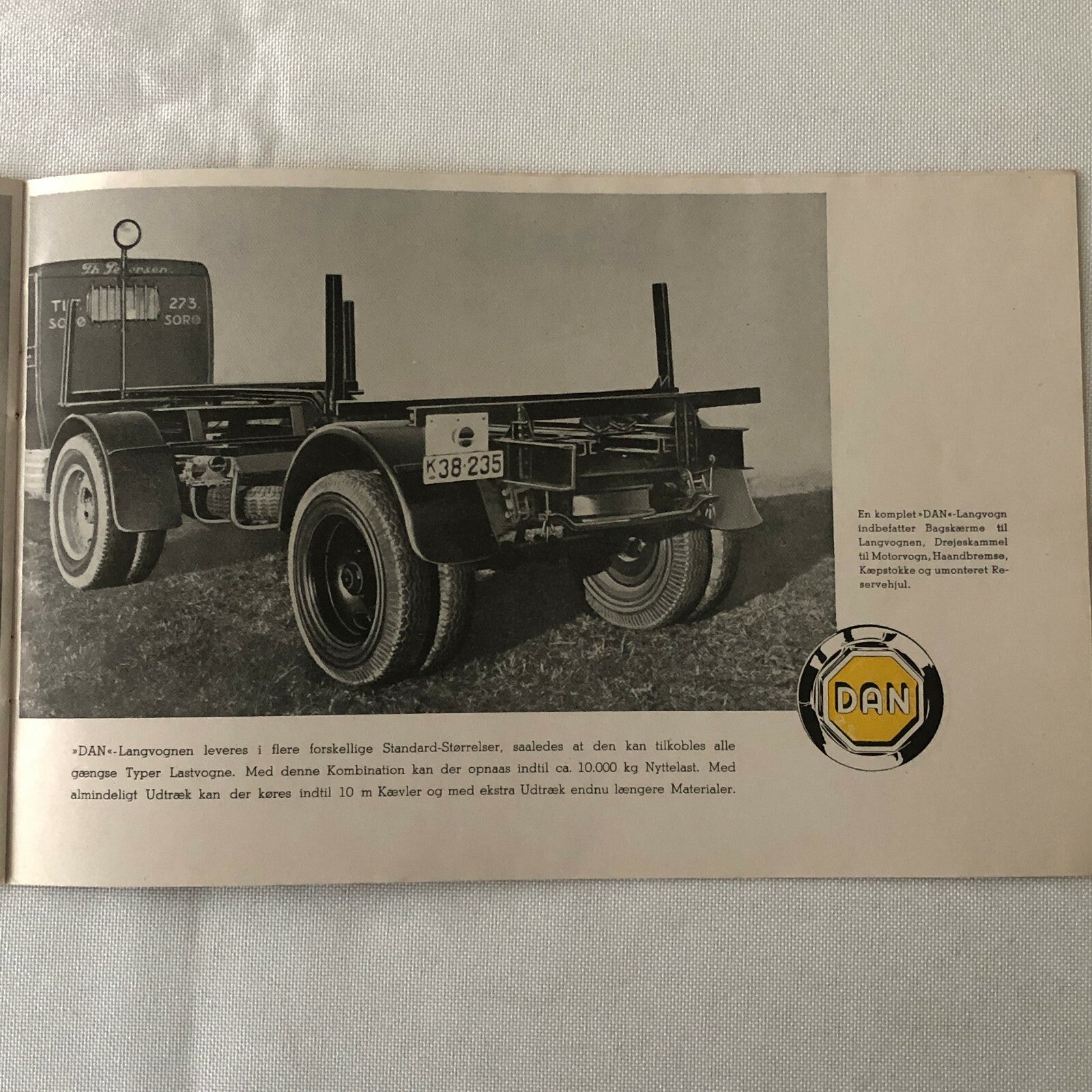 Vintage Dan Trailer and Truck Sales Brochure Catalog - DANISH Text 