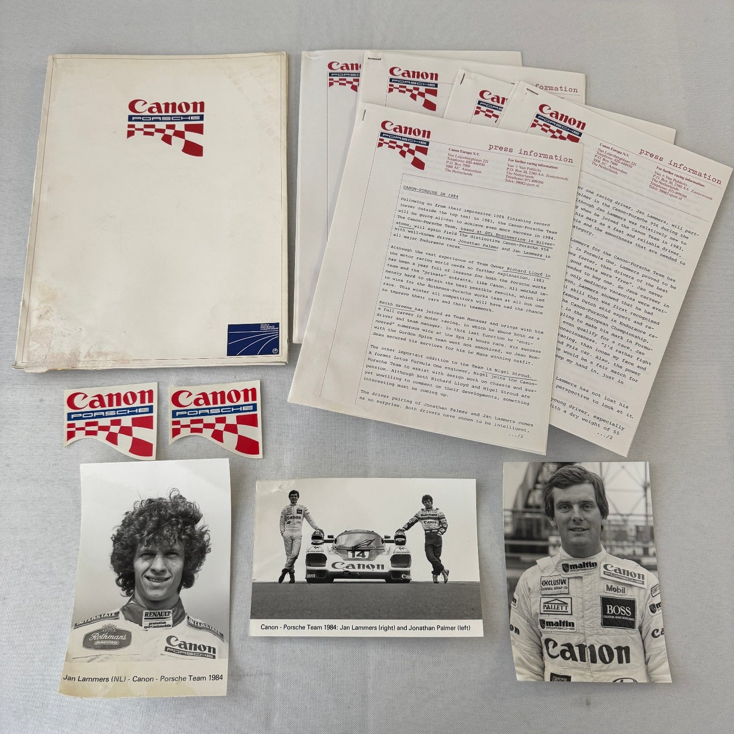 1984 Canon Porsche Racing Press Kit Photos Jan Lammers Jonathan Palmer