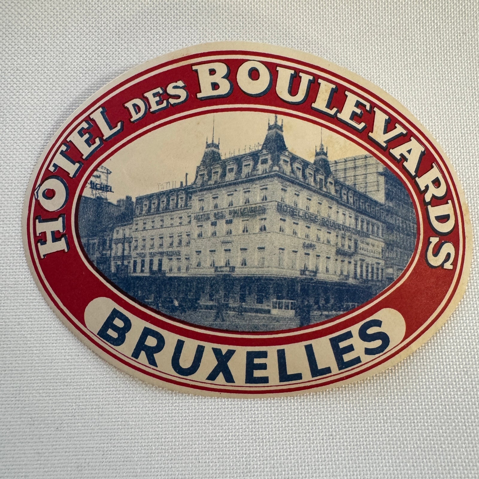 Vintage Travel Luggage Label Hotel Des Boulevards Bruxelles Belgium