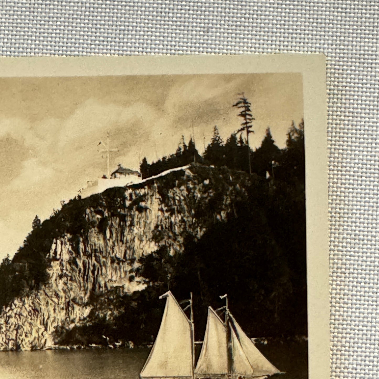 Vintage Ship Boat Lighthouse Photo Photograph Vancouver Harbour British Columbia