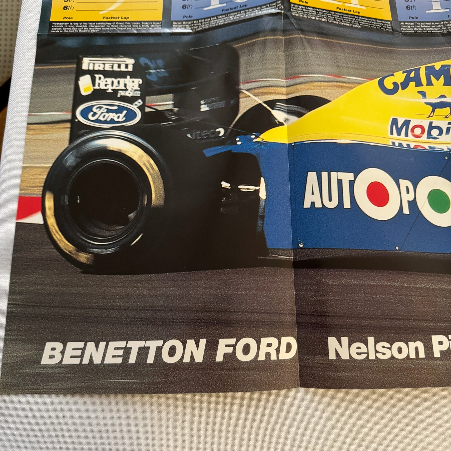 1991 Benetton Ford F1 Racing Poster Nelson Piquet Roberto Moreno Formula One