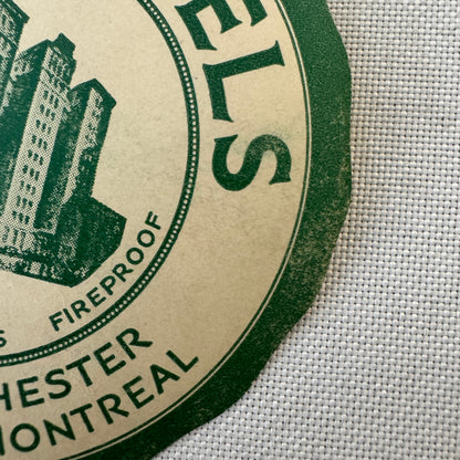 Vintage Hotel Travel Luggage Label Ford Hotel Buffalo Rochester Erie Toronto